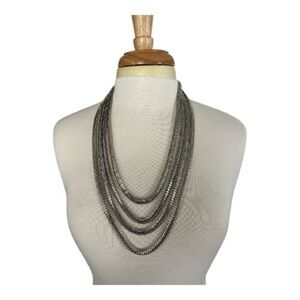 Vintage RJ Graziano Chic Silver Toned Multi-Layer Necklace 26”